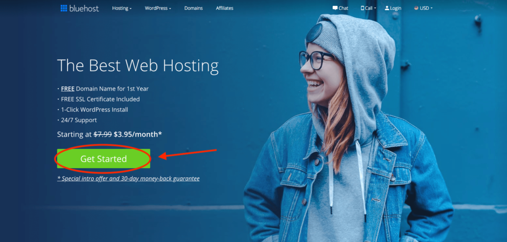 start your blog using bluehost