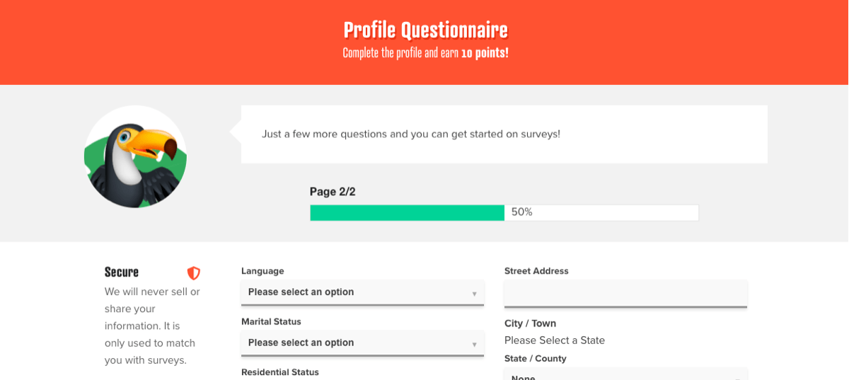 prizerebel profile questionnaire to take surveys