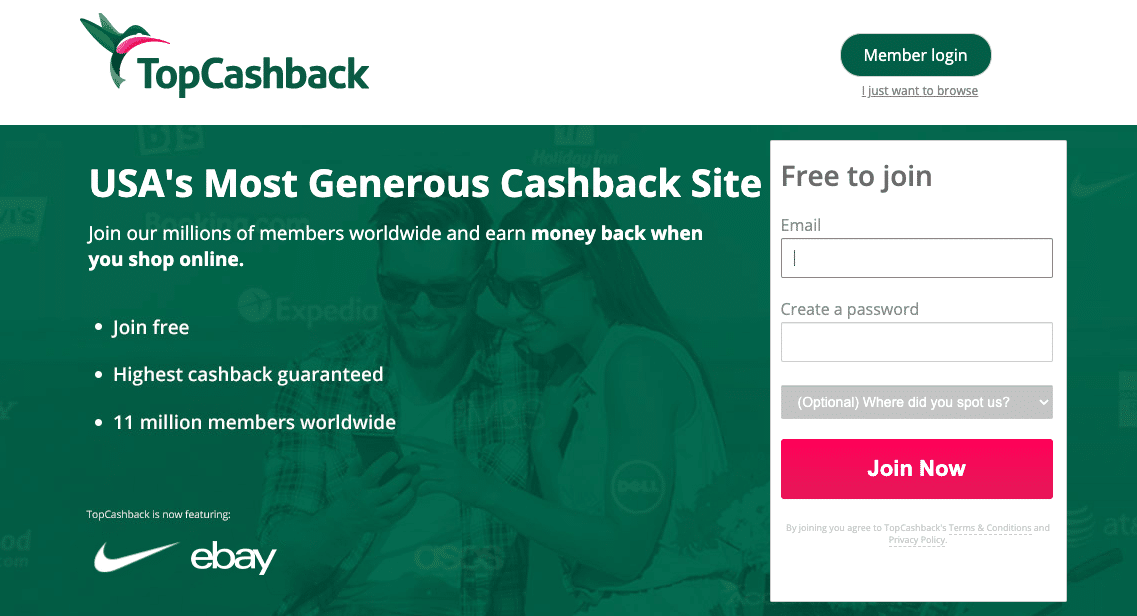 topcashback homepage