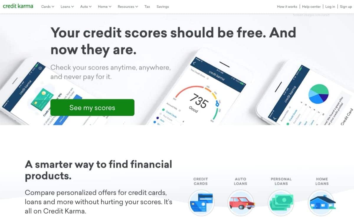 credit karma homepage