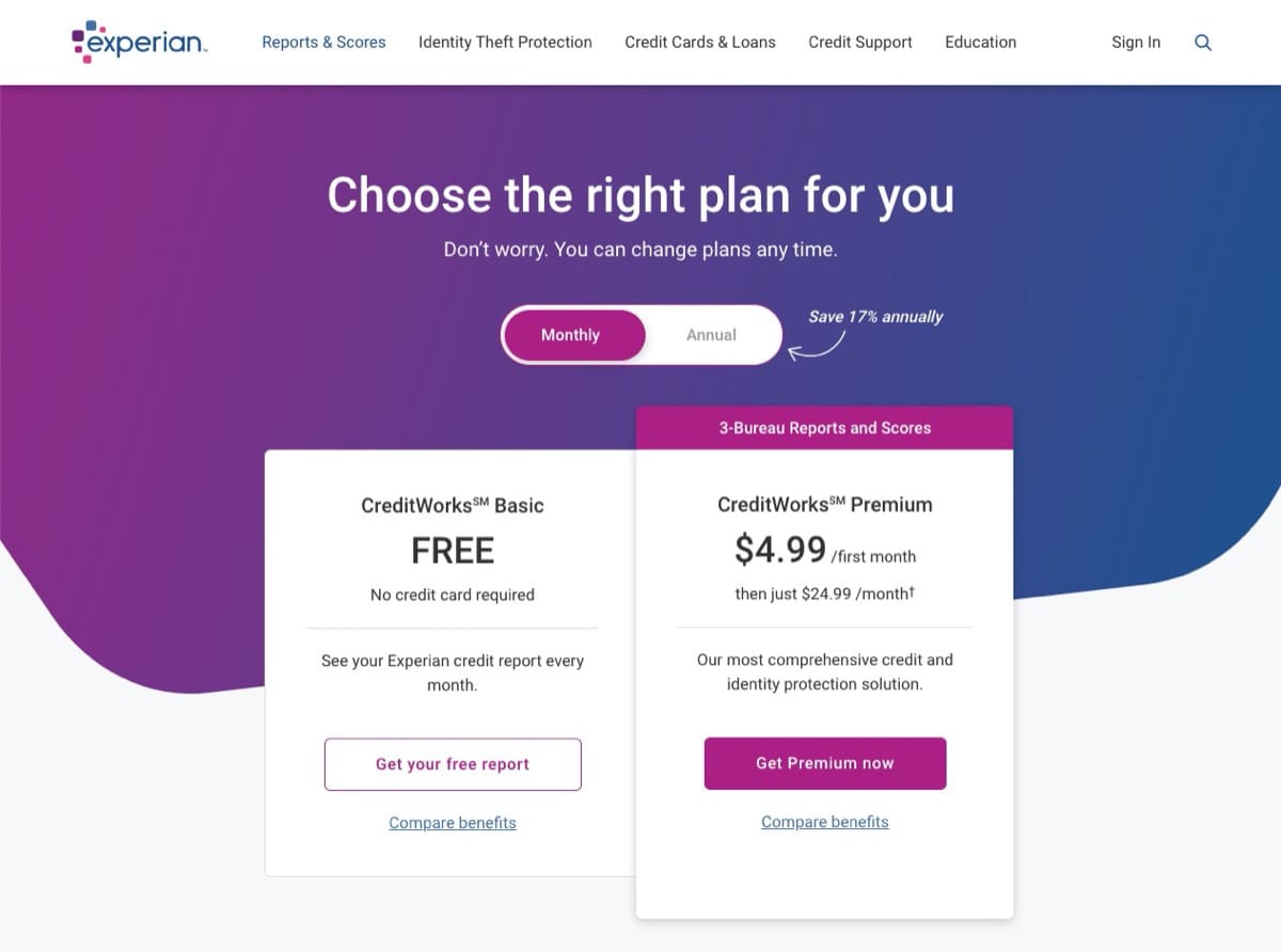 experian creditworks pricing